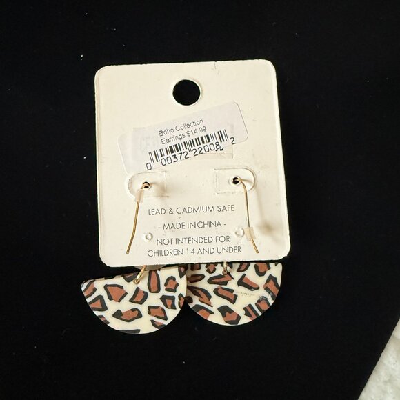Boho Collection boho dangle animal print clay hook earrings fashion jewelry - Picture 2 of 2